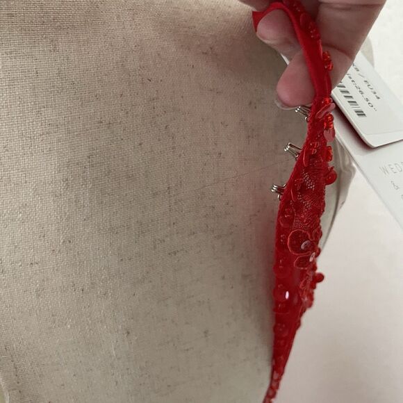 Jj’s House Women’s Size 4 Dress Formal Prom Bridesmaid Red Beaded Halter Back - Picture 7 of 10